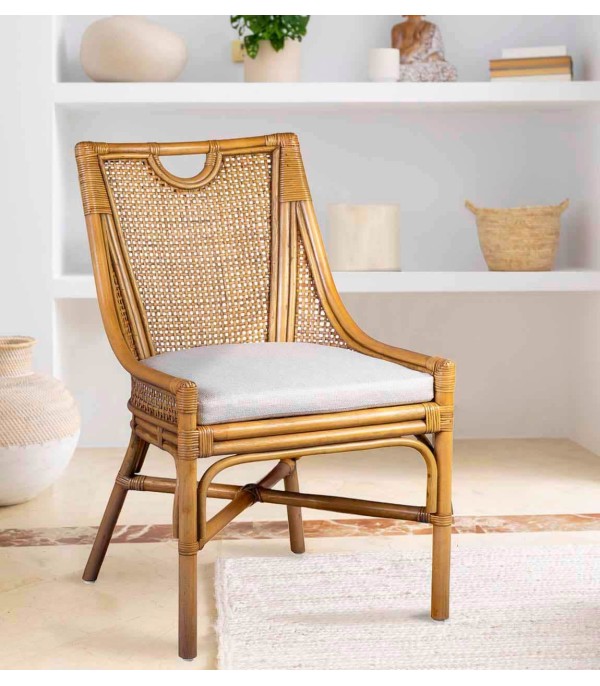 SILLA BISTRO RATTAN CON COJÍN