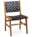 SILLA TEKA NATURAL PIEL NEGRA