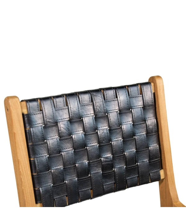 SILLA TEKA NATURAL PIEL NEGRA
