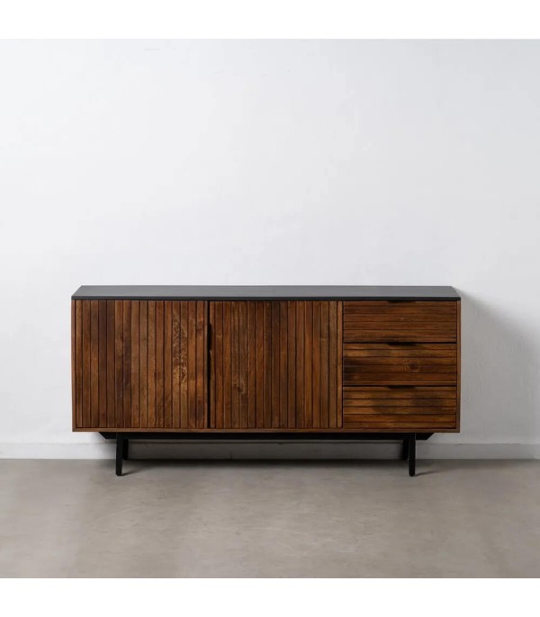 APARADOR MARRÓN NEGRO MADERA HIERRO