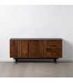 APARADOR MARRÓN NEGRO MADERA HIERRO 160 X 40 X 75 CM