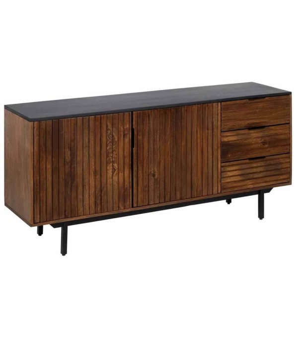 APARADOR MARRÓN NEGRO MADERA HIERRO