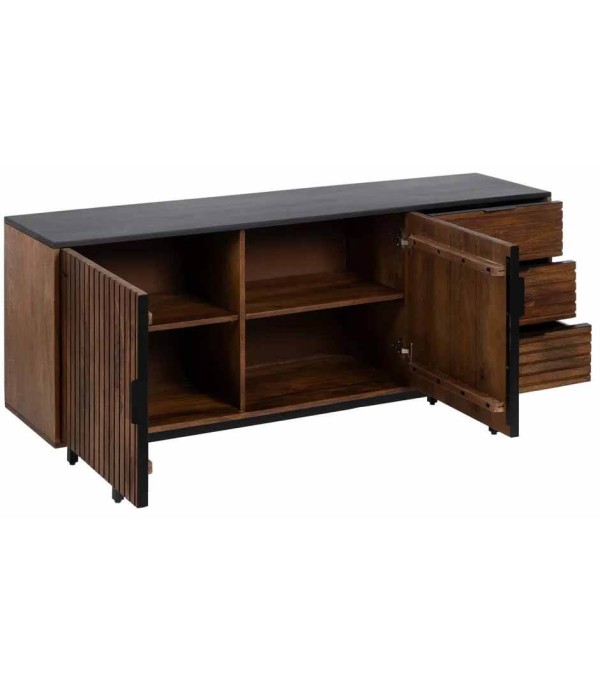 APARADOR MARRÓN NEGRO MADERA HIERRO