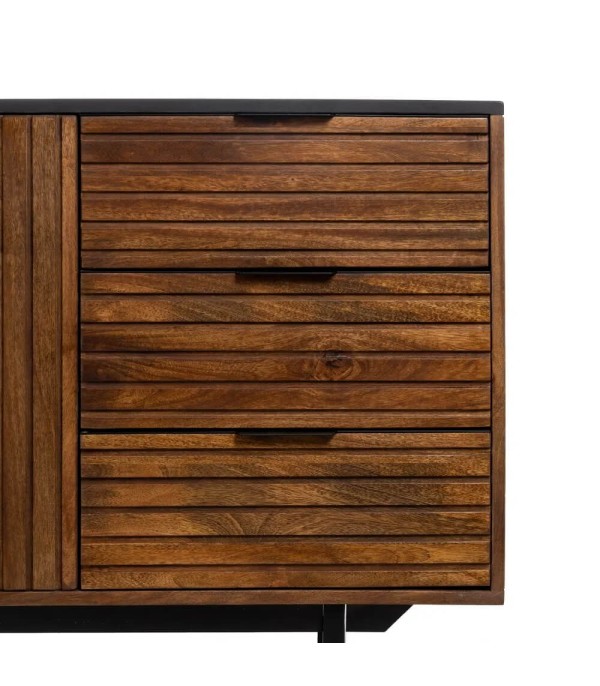 APARADOR MARRÓN NEGRO MADERA HIERRO