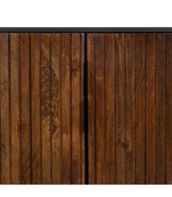 APARADOR MARRÓN NEGRO MADERA HIERRO