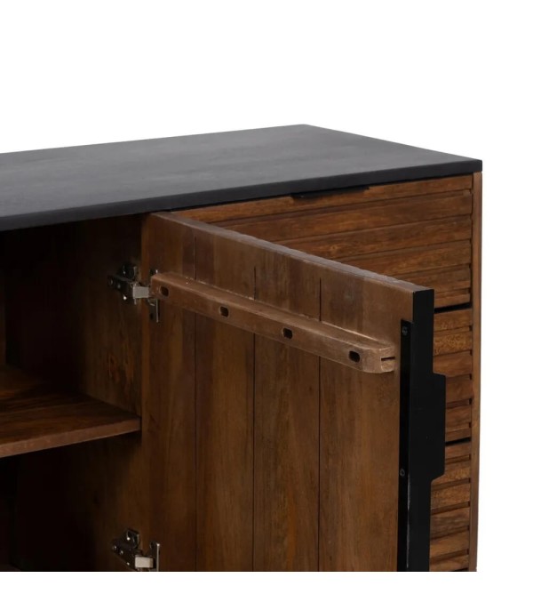APARADOR MARRÓN NEGRO MADERA HIERRO