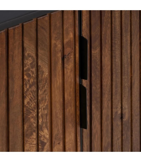 APARADOR MARRÓN NEGRO MADERA HIERRO