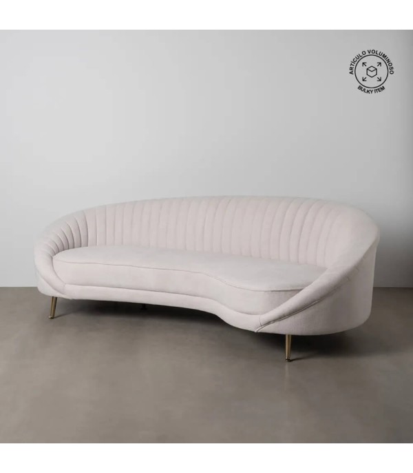 SOFÁ 3 PLAZAS CREMA TEJIDO METAL