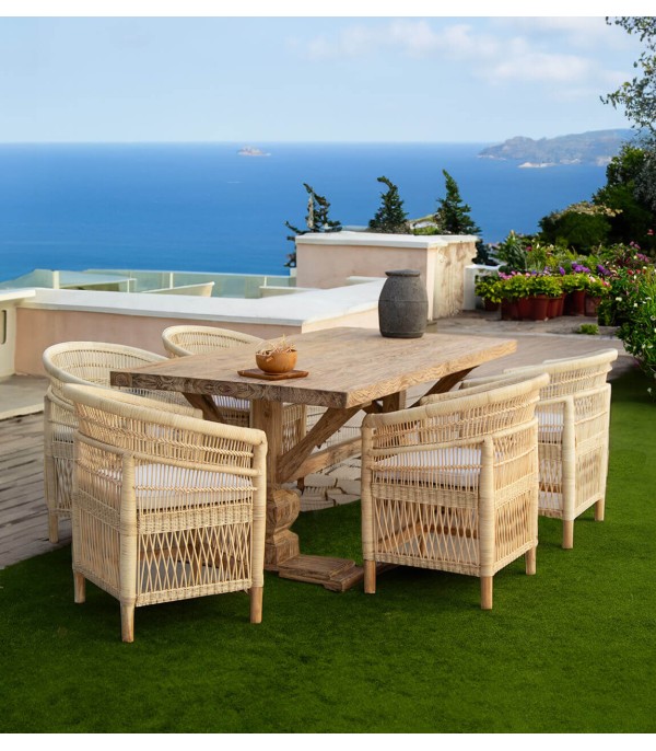 SILLÓN RATTAN NATURAL CON COJÍN CAMPELLO