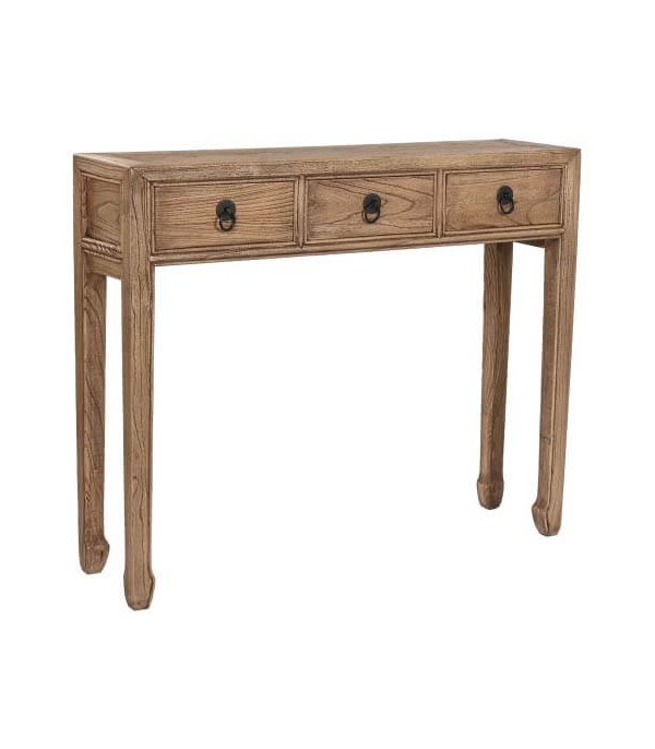 CONSOLA OLMO MACIZO ENVEJECIDO NATURAL