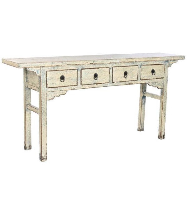 CONSOLA OLMO MACIZO 4 CAJONES LACADO