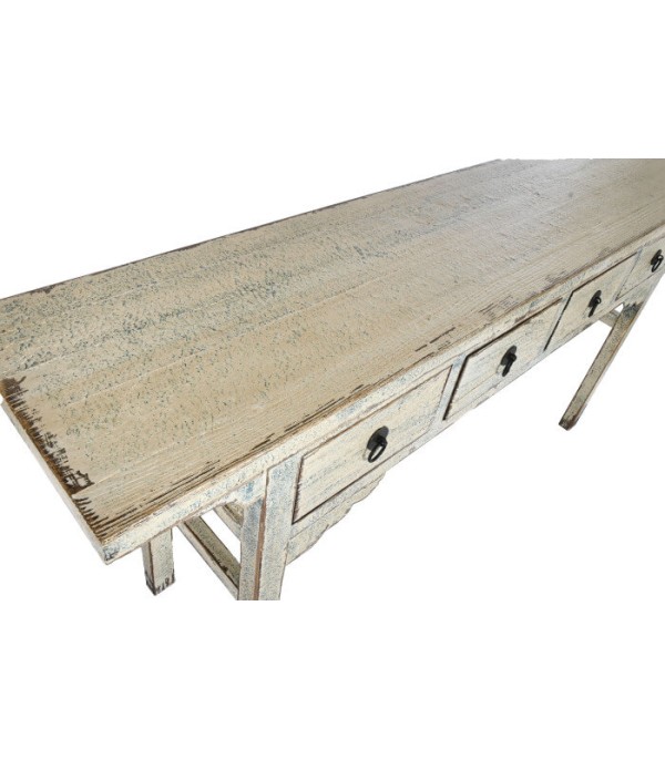 CONSOLA OLMO MACIZO 4 CAJONES LACADO