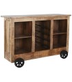 MUEBLE BAR MANGO METAL RUEDAS NATURAL 145X53X100 CM
