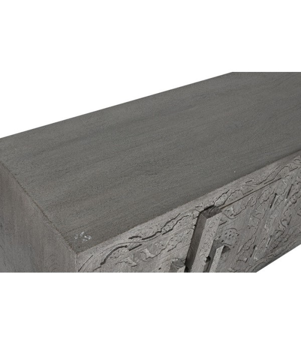 MUEBLE TV MADERA TALLADO GRIS