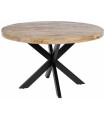 MESA COMEDOR NATURAL NEGRO MADERA HIERRO 130 X 130 X 77 CM