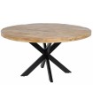 MESA COMEDOR NATURAL NEGRO MADERA HIERRO 150 X 150 X 77 CM