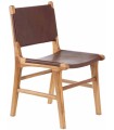 SILLA MARRÓN MADERA TECA PIEL 50 X 52 X 83 CM
