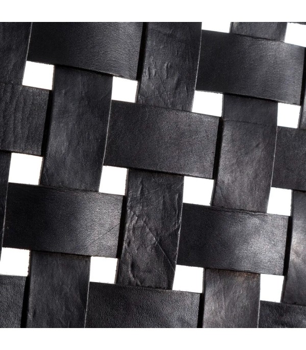 BUTACA NATURAL NEGRO MADERA TECA PIEL