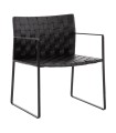 SILLA CON BRAZO NEGRO METAL PIEL 60,50 X 57,50 X 77 CM
