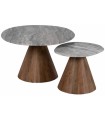 SET DE 2 MESAS CENTRO MADERA MÁRMOL 80 X 74 X 44 CM